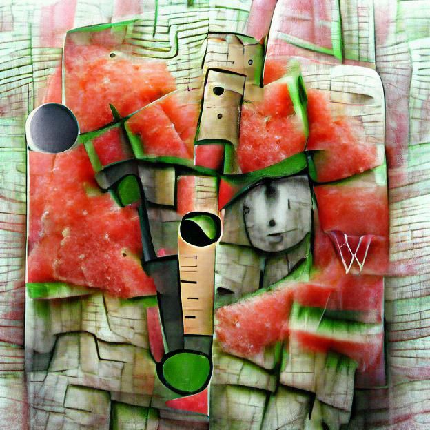 Ogham Watermelon (01) cubist abstract