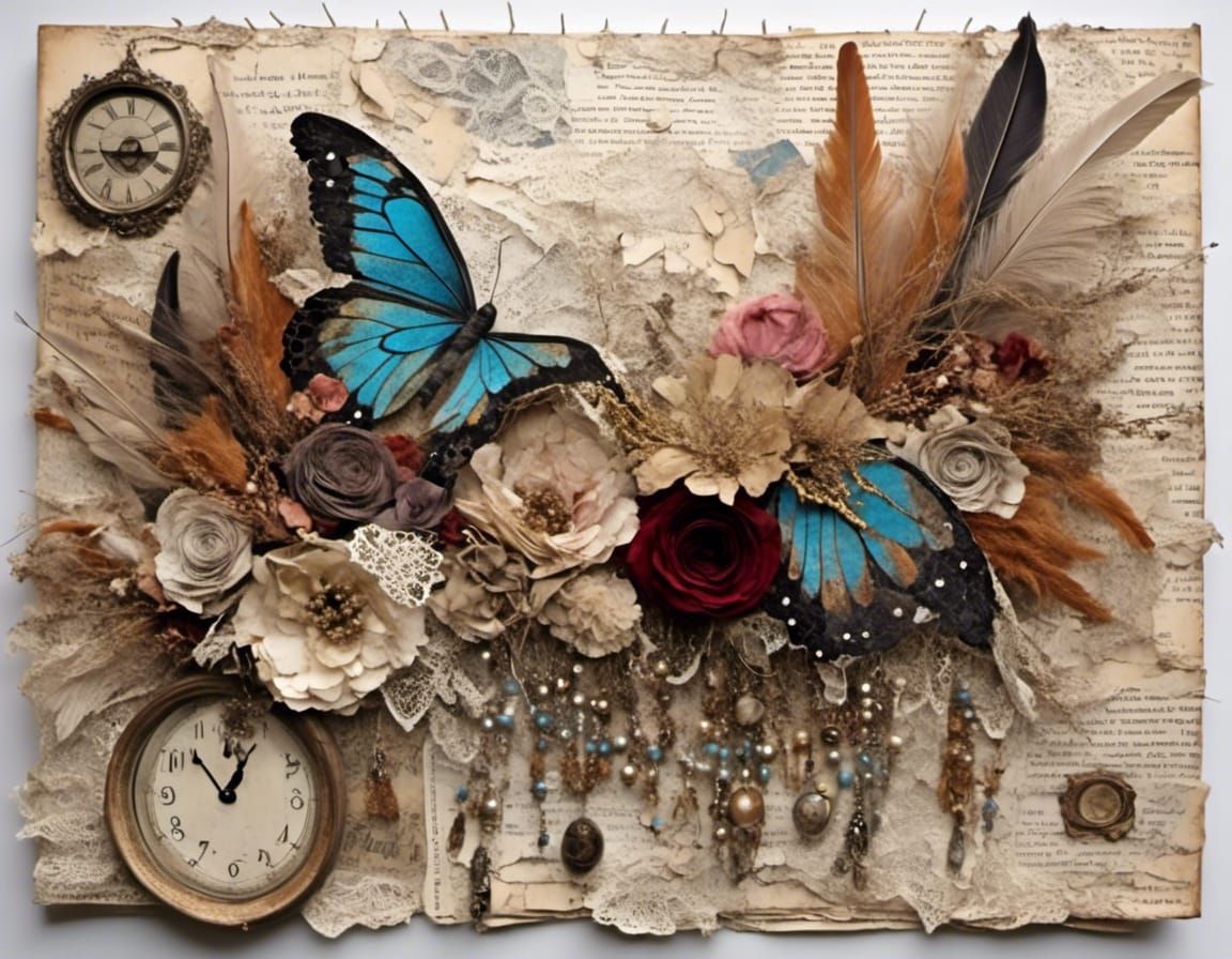 vintage butterfly collage