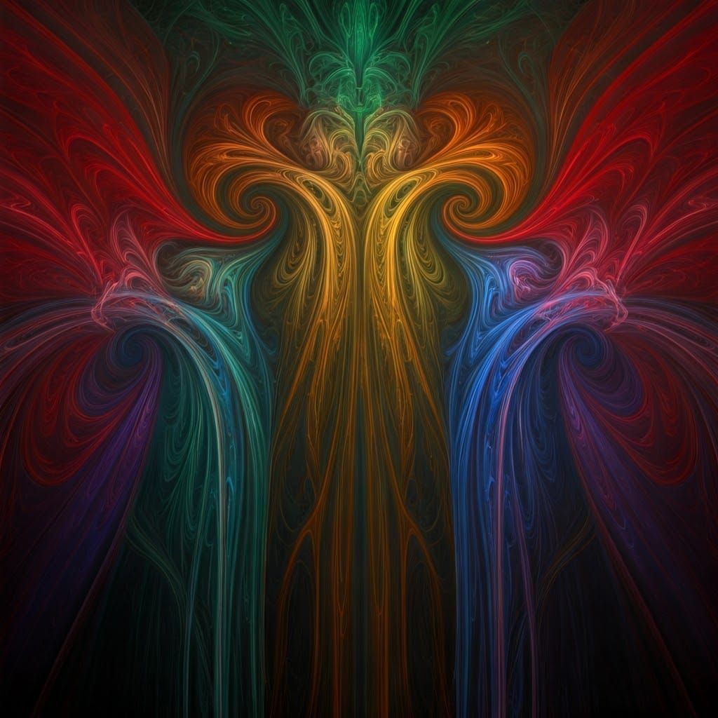 Ethereal Beings Formed from Swirling Clouds in Abstract Art