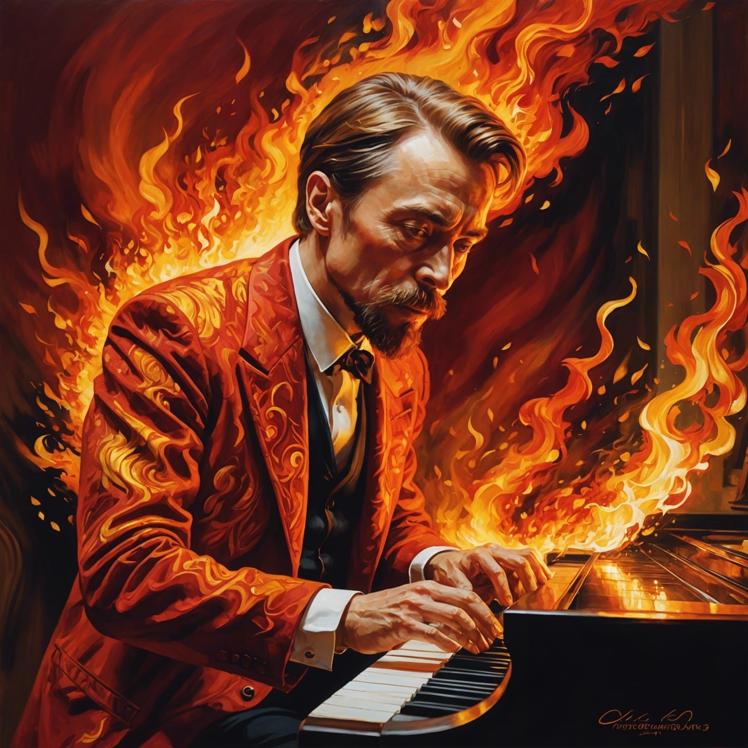 composer Scriabin composing his symphony Poem of Fire