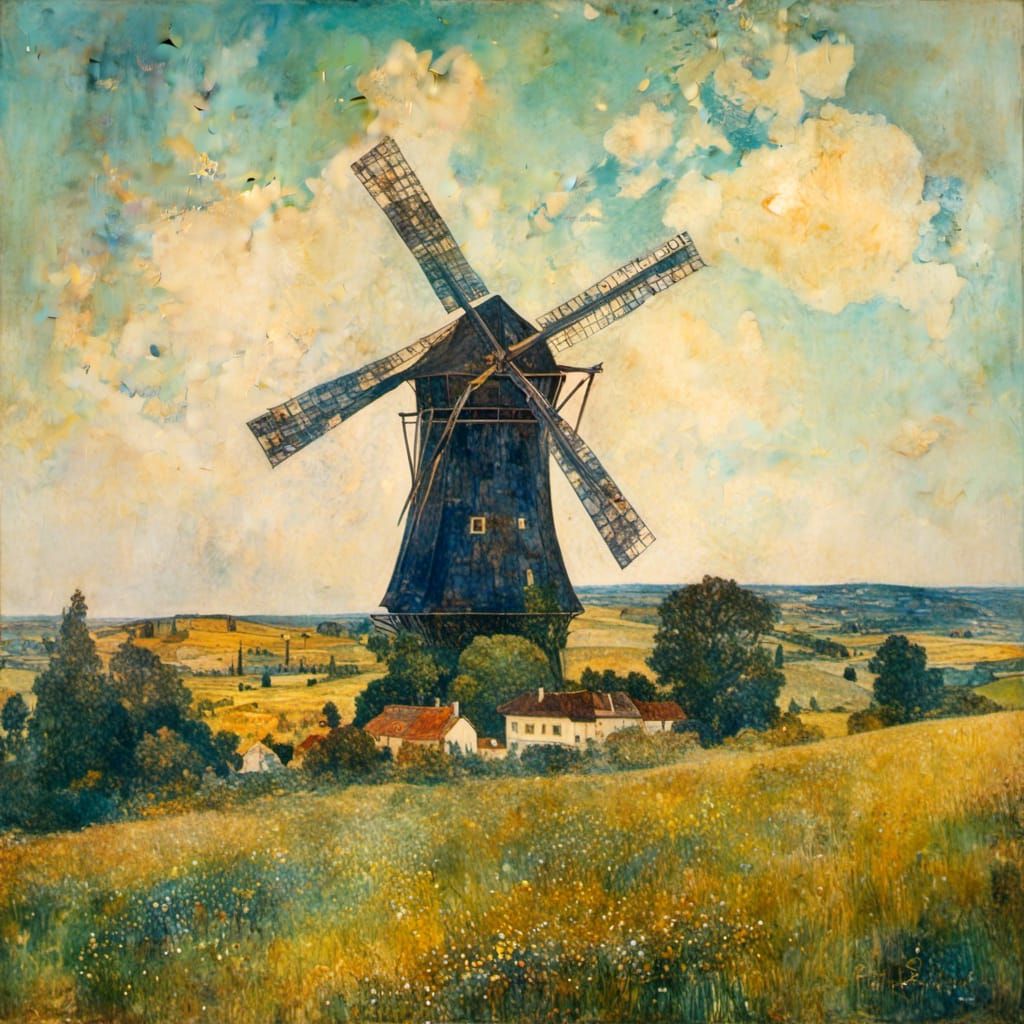 <lora:LandscapeAXL:1.0>  Windmill sunny day