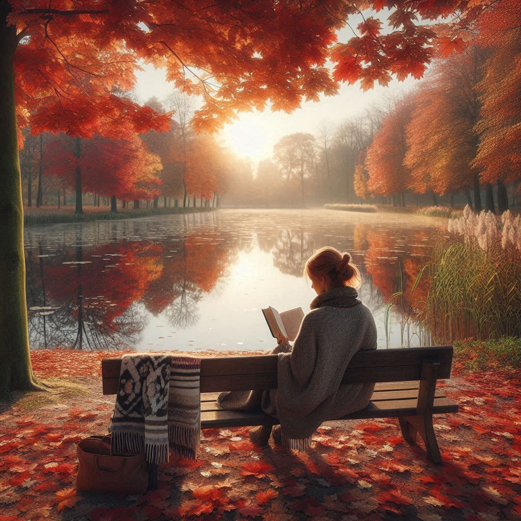 Reading in the Park in Autumn