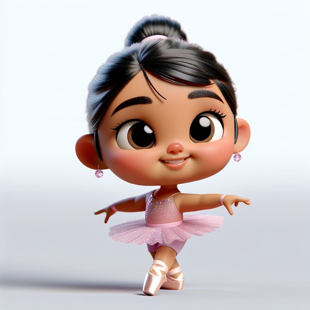 Disney Pixar style 3D adorable little ballerina girl, ponyta...