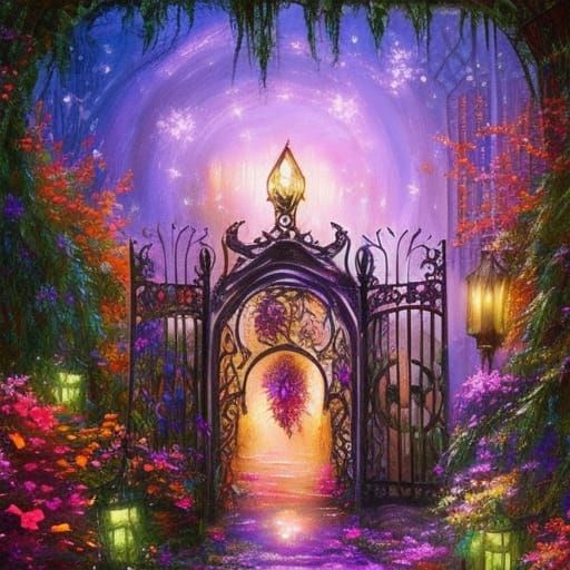 Gate to the Moonlight Garden - AI Generated Artwork - NightCafe Creator