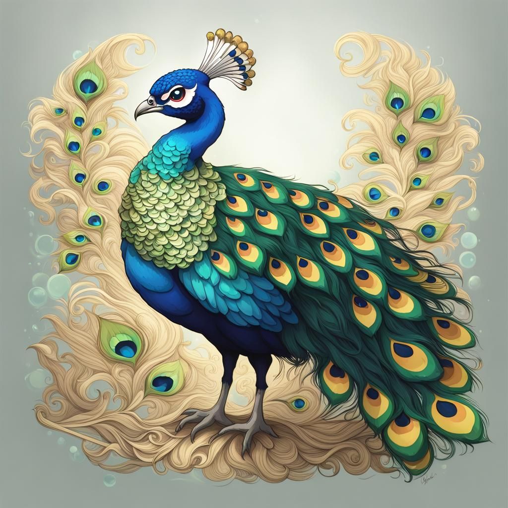 Chibi peacock - AI Generated Artwork - NightCafe Creator