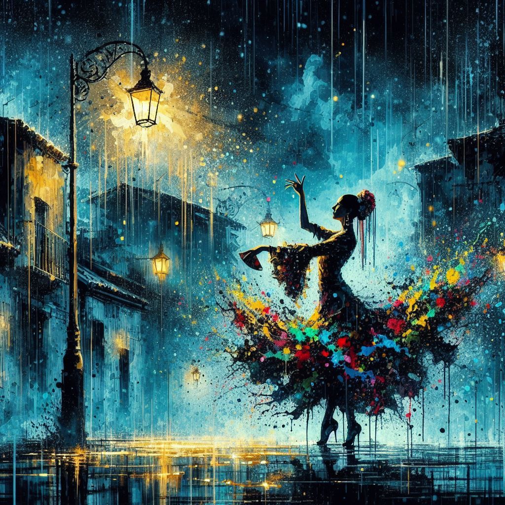 Colourful Flamenco Dancing in the rain