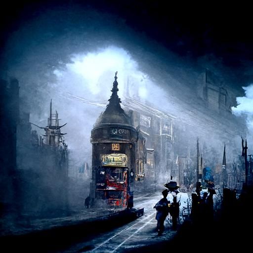 1880s misty London street