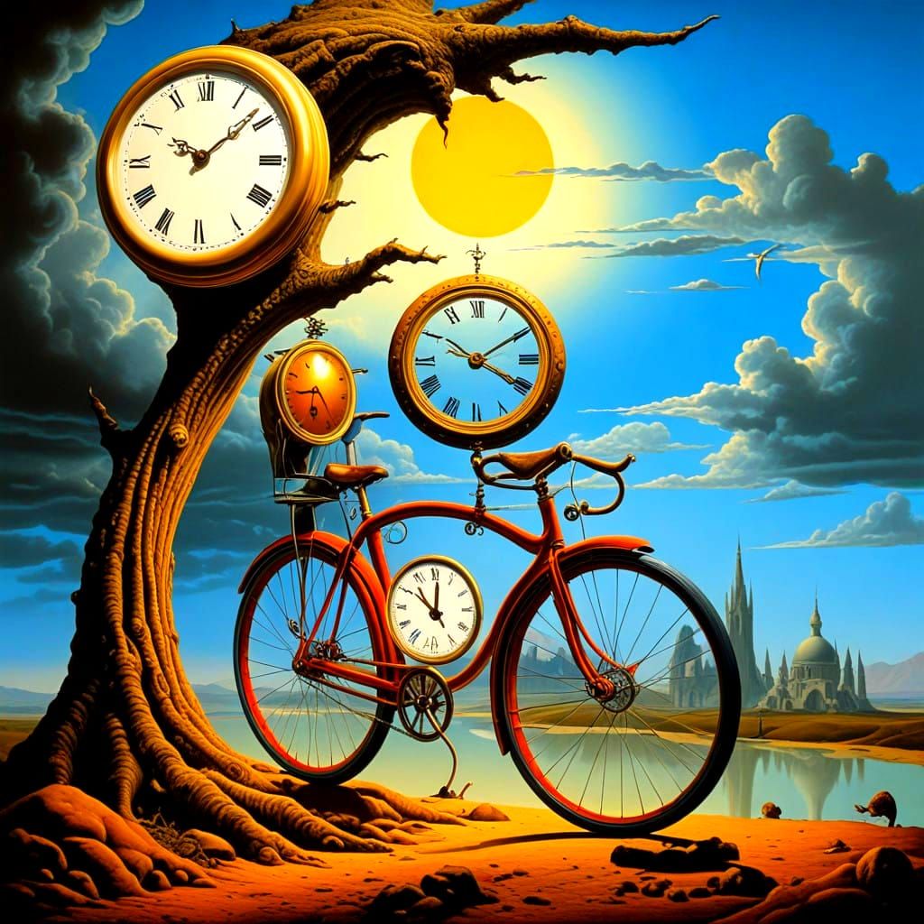 Surreal Bicycle Masterpiece in Mystical Landscape
