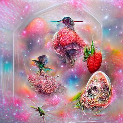 Strawberry Fields Forever, Hummingbird, Nest, Pink