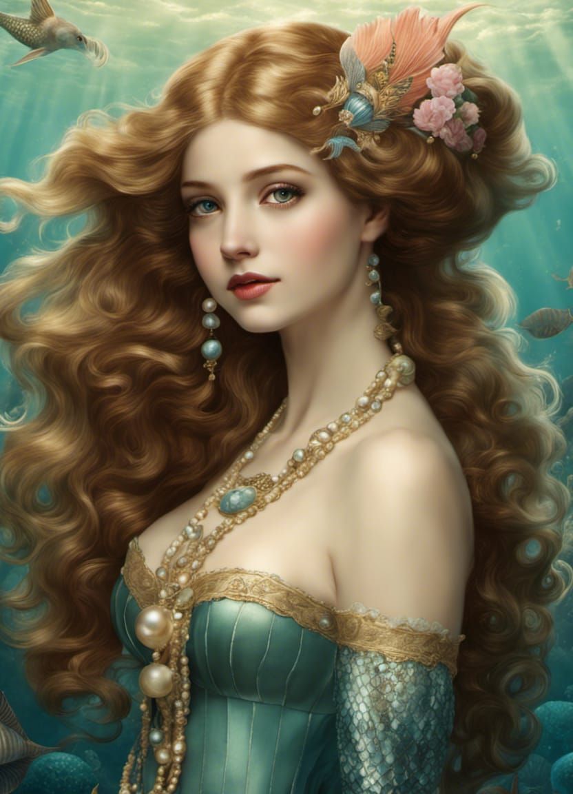 Beautiful young Victorian Mermaid