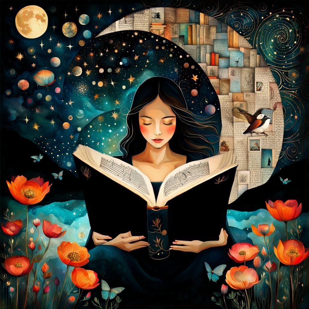 Reading a book.