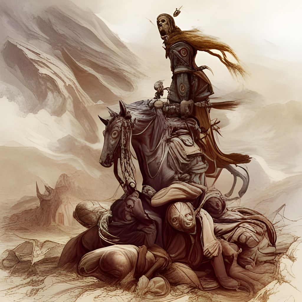 horror Gustave Doré Greg Rutkowski Death knights ride on hor...