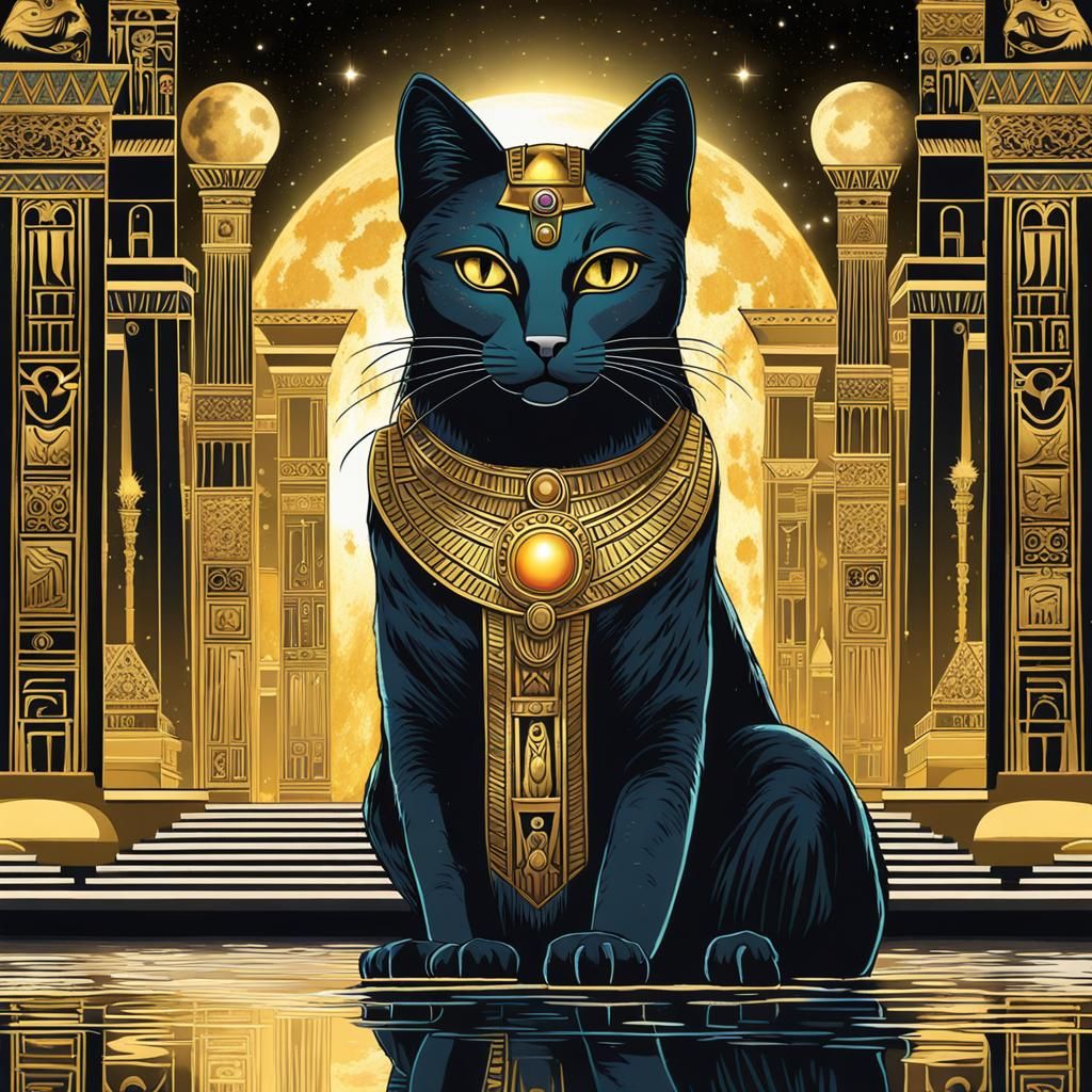 Painted Engraving of Bastet - AI Generated Artwork - NightCafe Creator