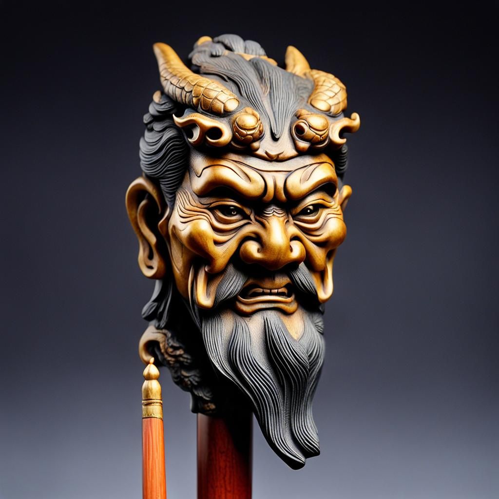 Surreal Dragon Cane Portrait in Oil Paint Style