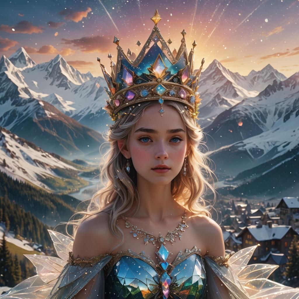Fairy in Crown: Mystical Alps, Painterly Textures