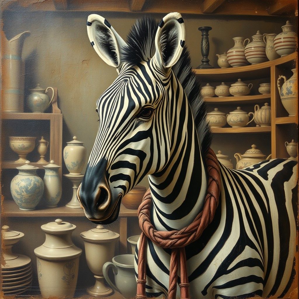 Zebra with striped clothes
