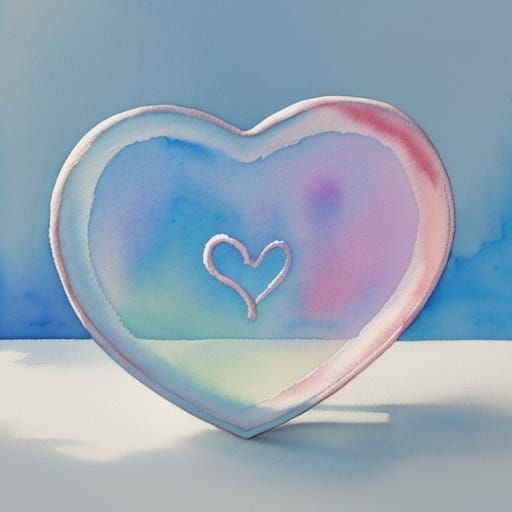 Heart Shaped House in Watercolor Painting