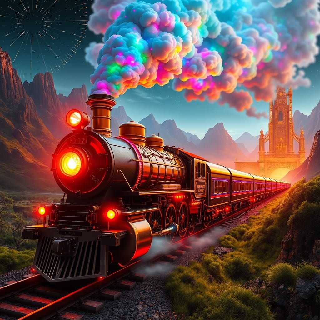 colorful cyberpunk train  by @Veils