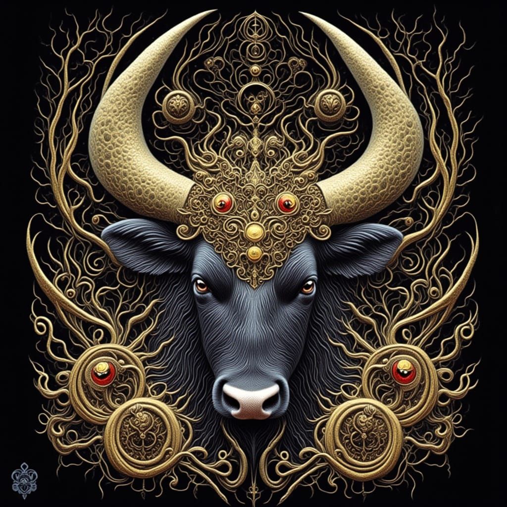 <lora:FLEUR NOIR FLUX:1.0> Bull