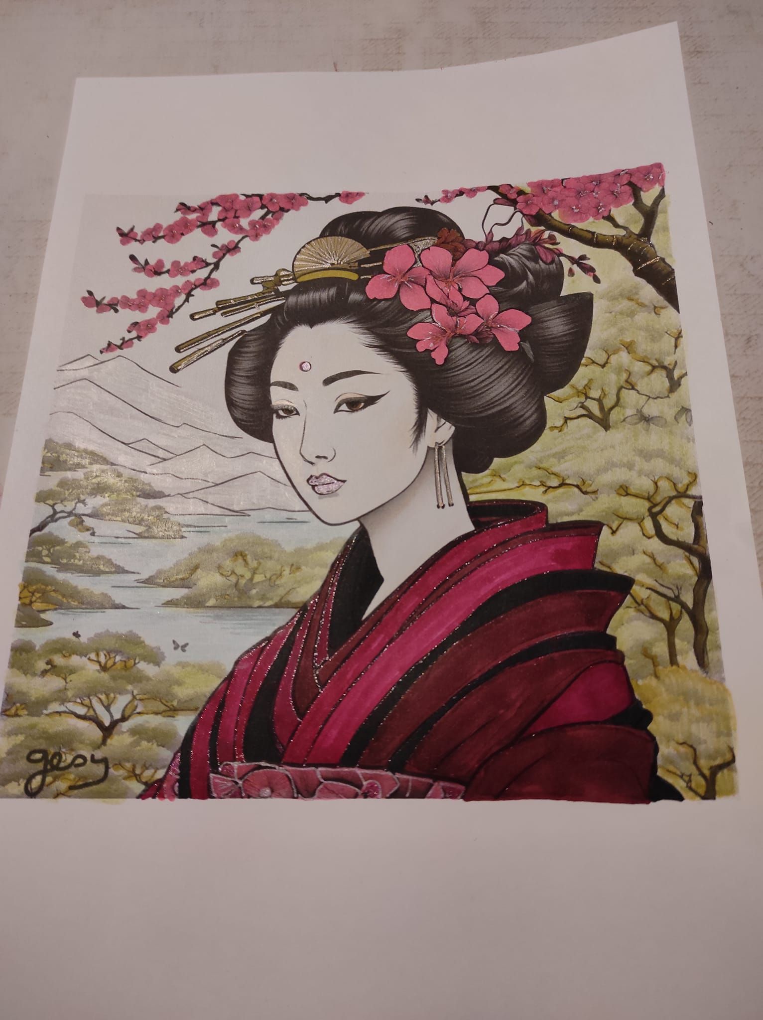 geisha coloriage