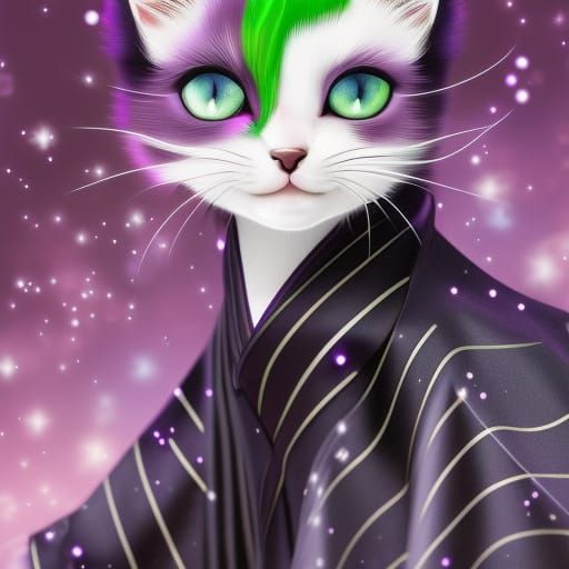 cute kitten in a kimono