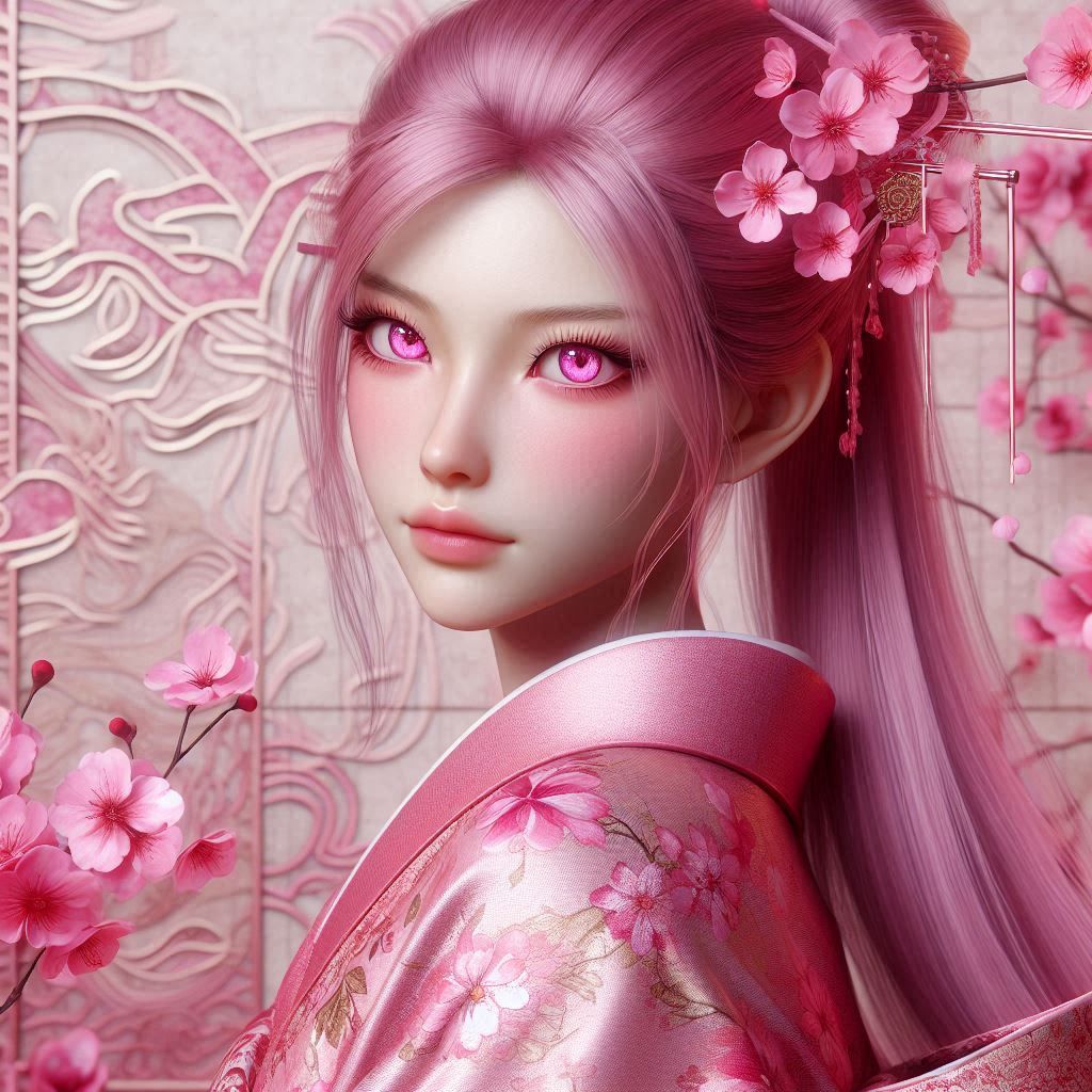 Cherry blossom geisha 3 glowing eyes