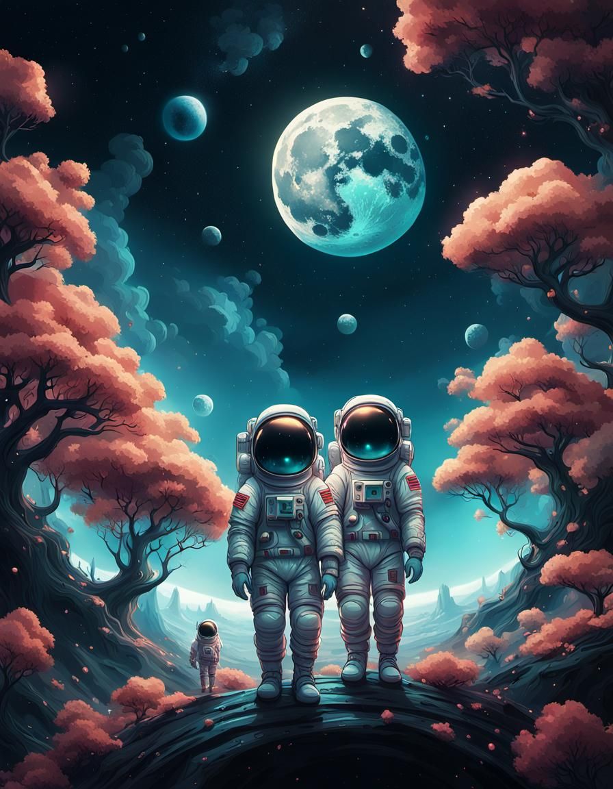 Astronaut Sisters  by @SplatArt