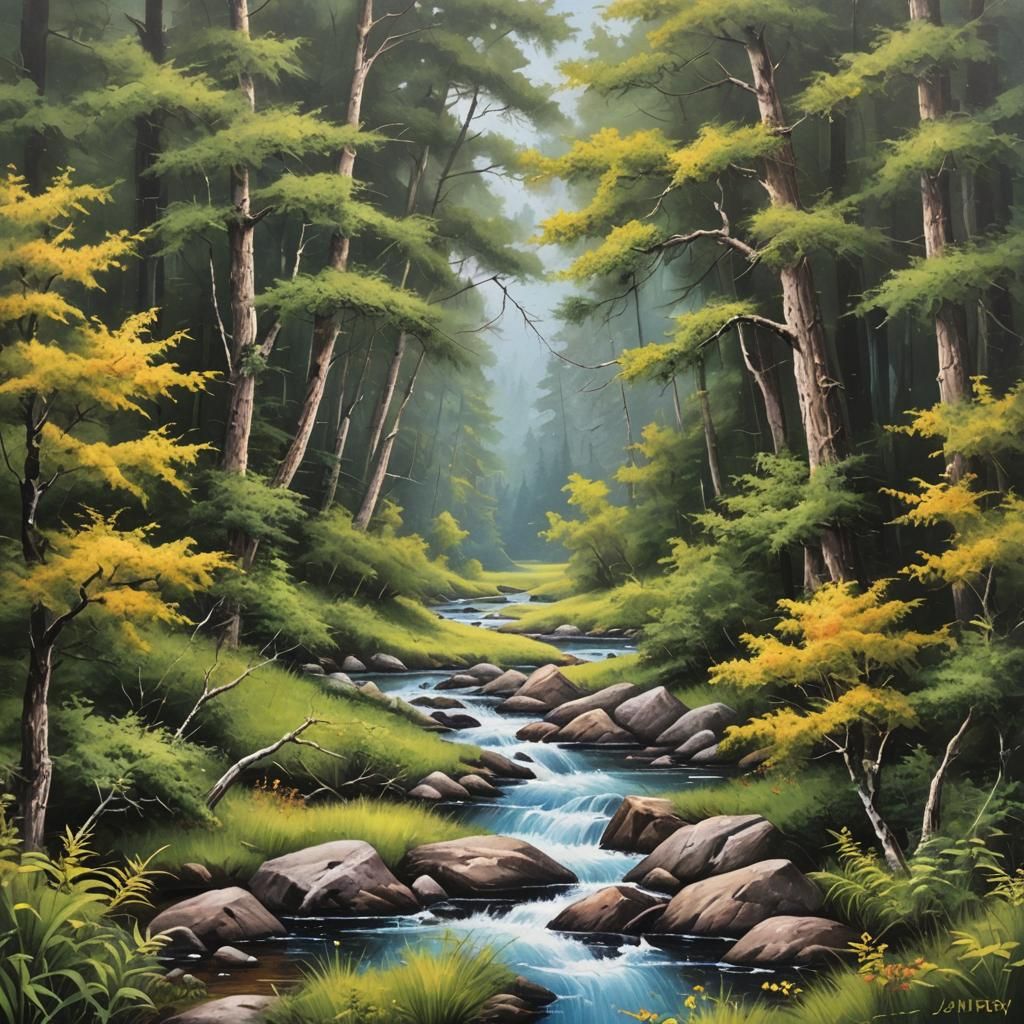 nature close up bob ross style