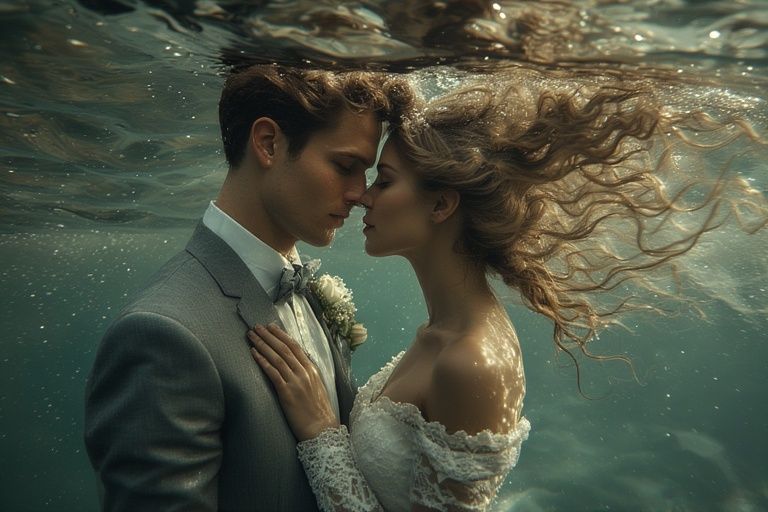 Underwater wedding portraits