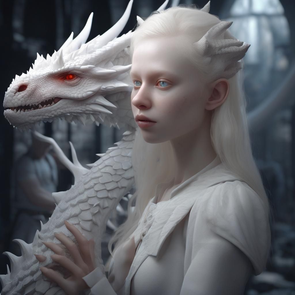 Albino girl and her dragon 2