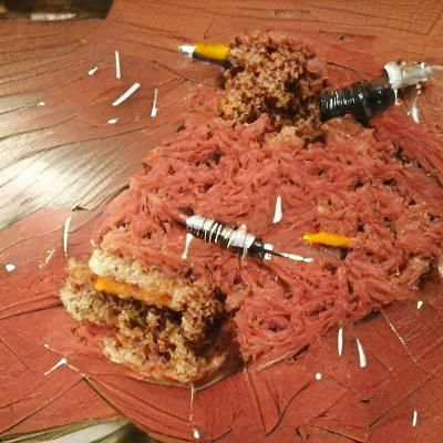 A sloppy Joe but made out of used syringes and dog hair