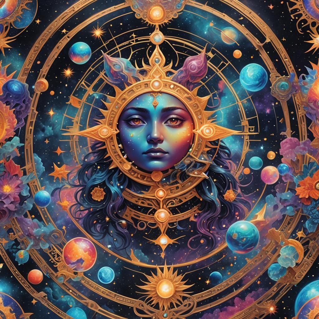 8k resolution holographic astral cosmic illustration mixed m...