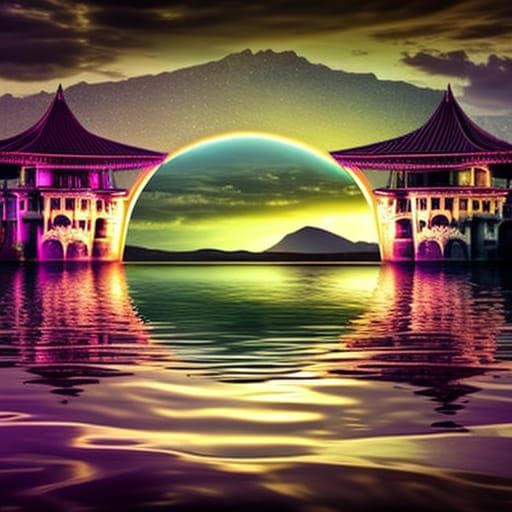 Enchanted castle on the lake