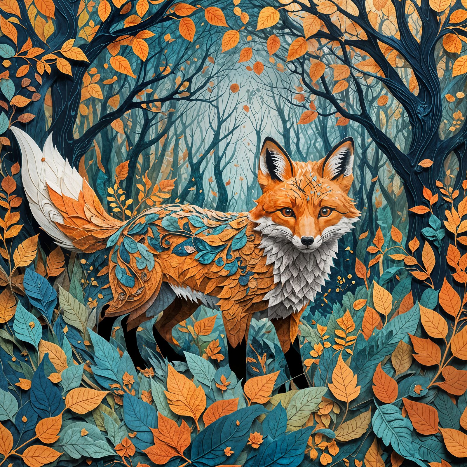 Collage art fox