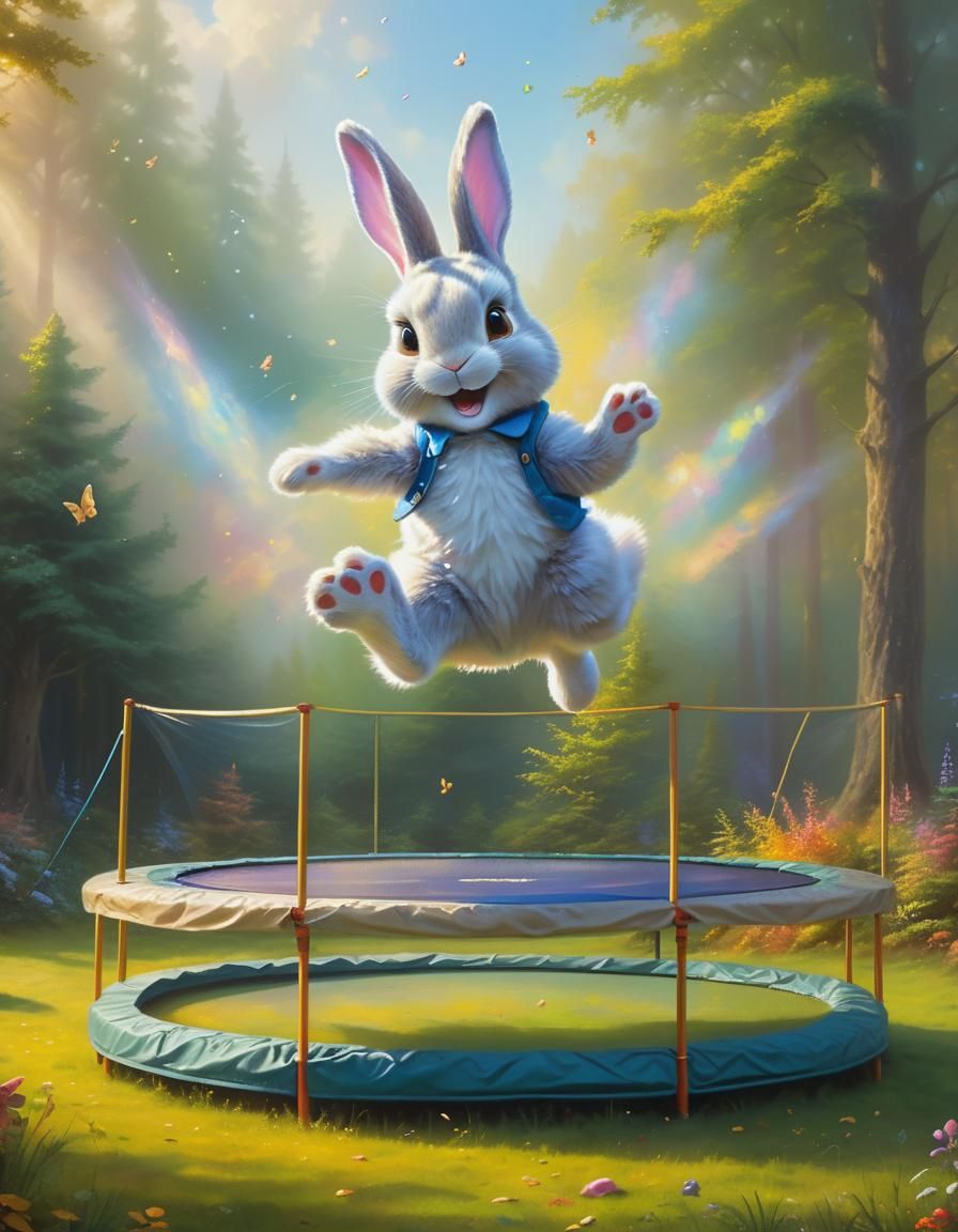 Bunny jumping on trampoline   by @Goose Banner