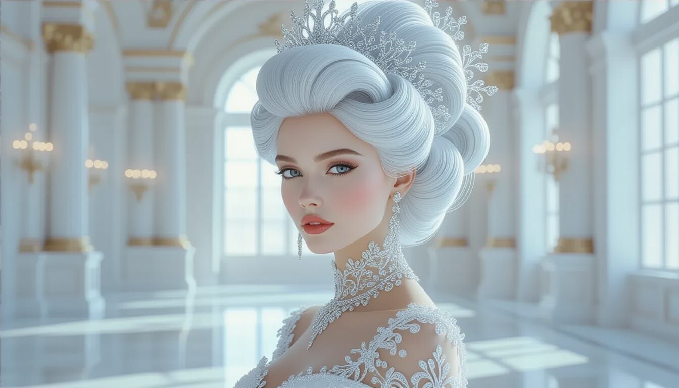 Shades of White Or Unusual Hairstyles for A regal queen with an elaborate, gravity-defying hairstyle ...  by @shiawasena
