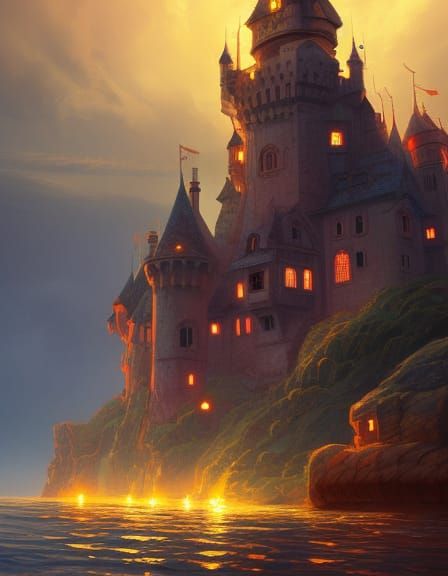 Castle on the Sea - AI Generated Artwork - NightCafe Creator