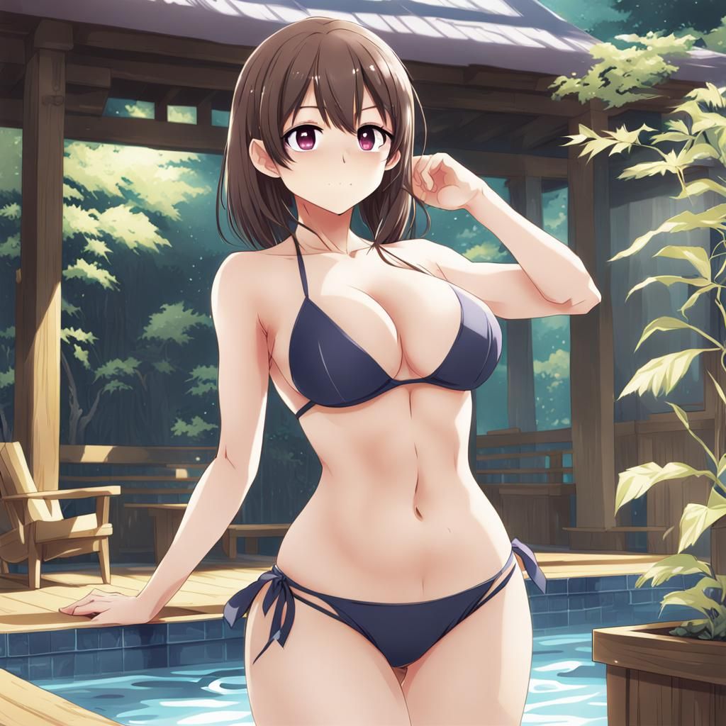 Anime Girl in Bikini, Manga Key Visual Style