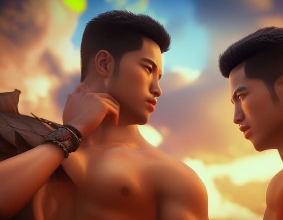 Thai two young the most handsome and sexiest men lover 3D Ga...
