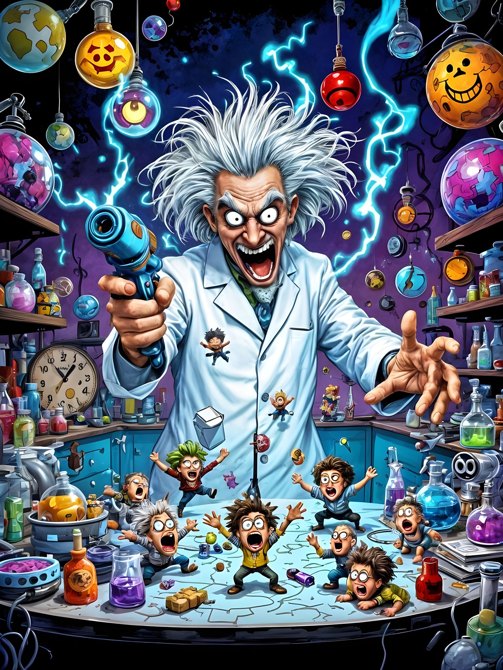 The mad scientist supervillain and his shrinking gun  by @Tolino