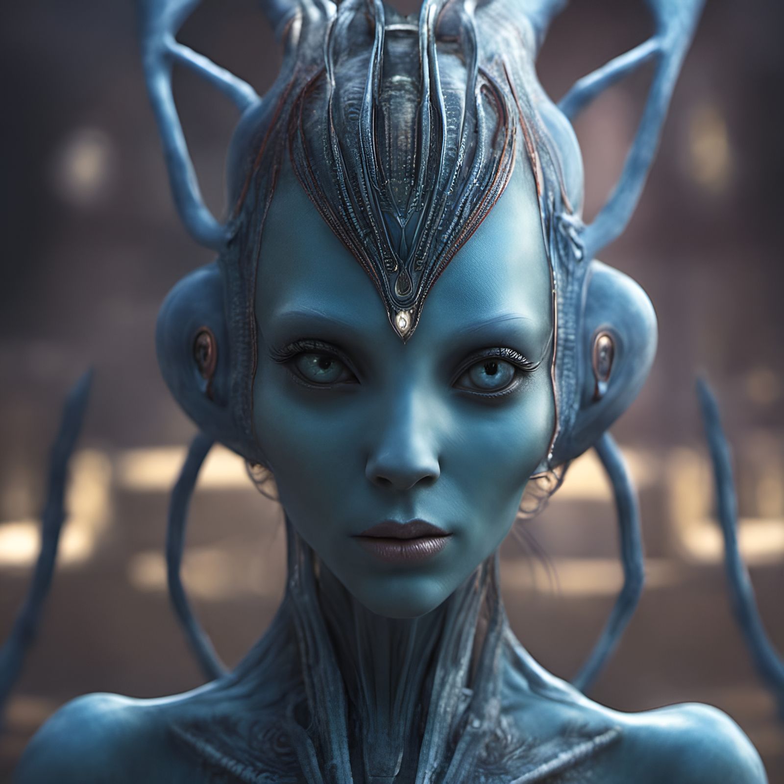 Arcturian female alien - AI Generated Artwork - NightCafe Creator