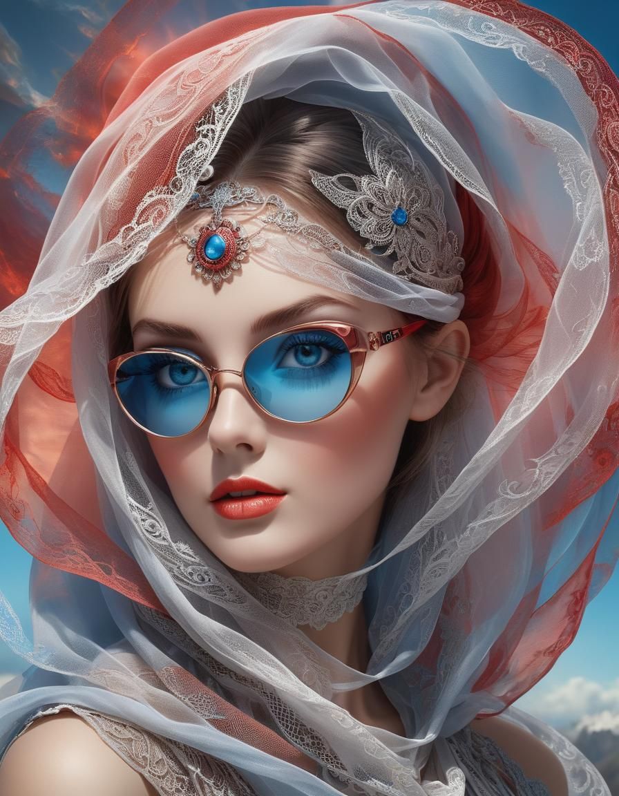 A Deadly Price For Her Pretty Face Her Beautiful Face with veil and googles - AI Generated Artwork