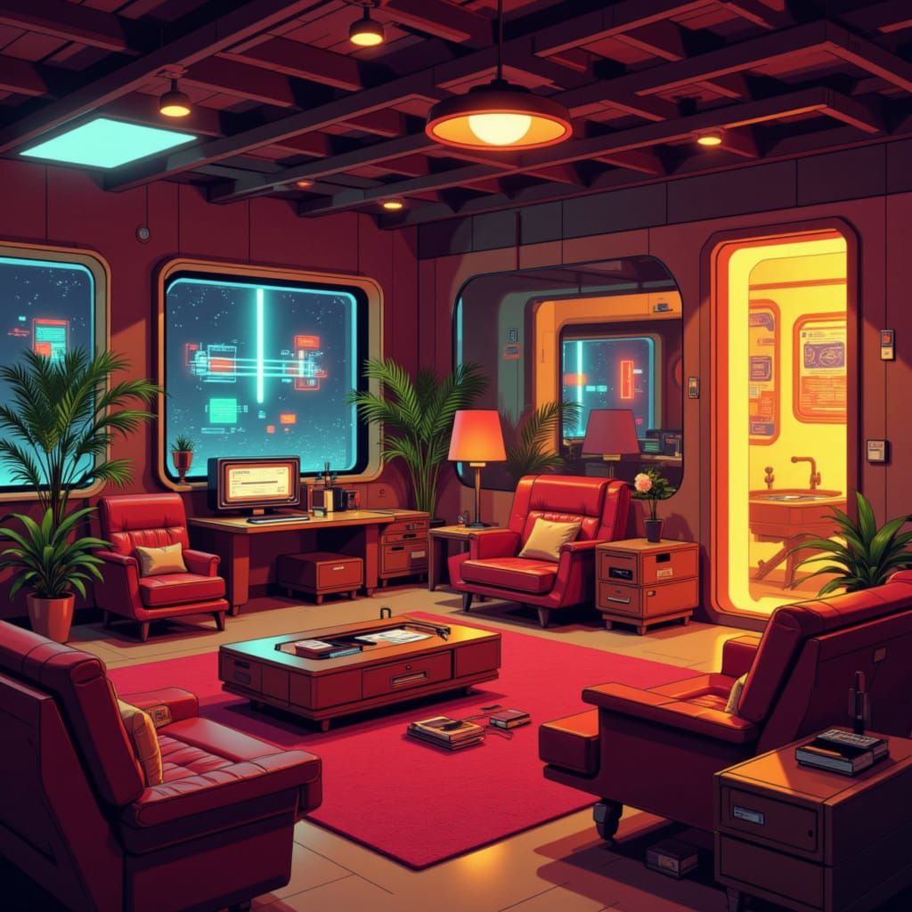 <lora:Future Obsolete:1.0> living room, retro