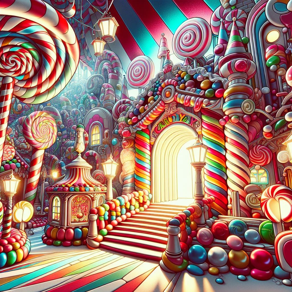 Magical Candy Carnival in Hyper-Detailed Digital Illustratio...