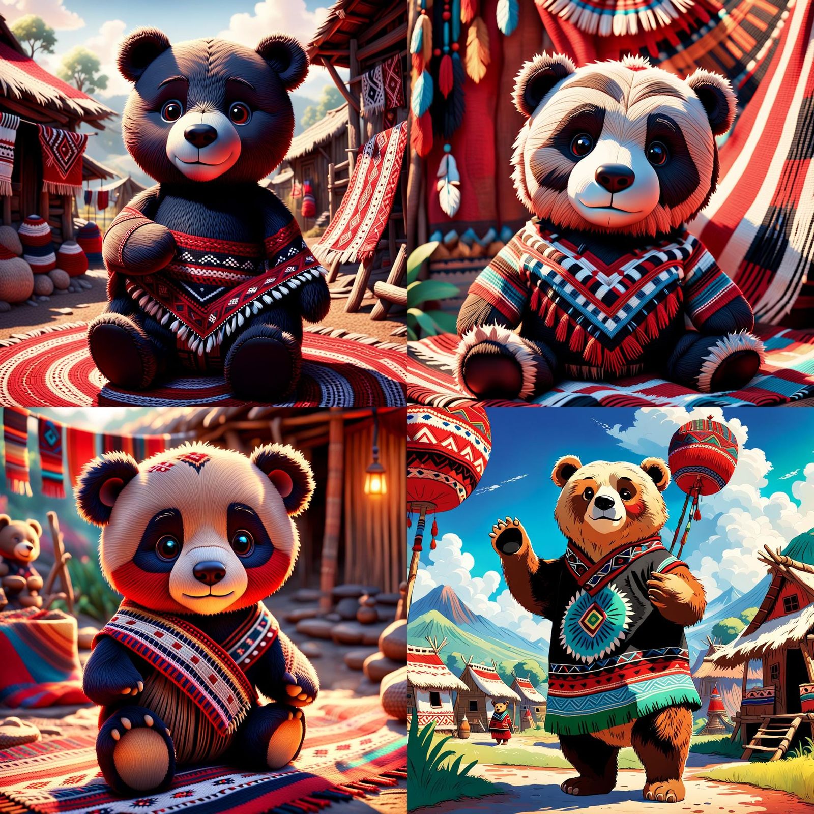 Teddy Bear Finds Woven Fabric in 3D Art