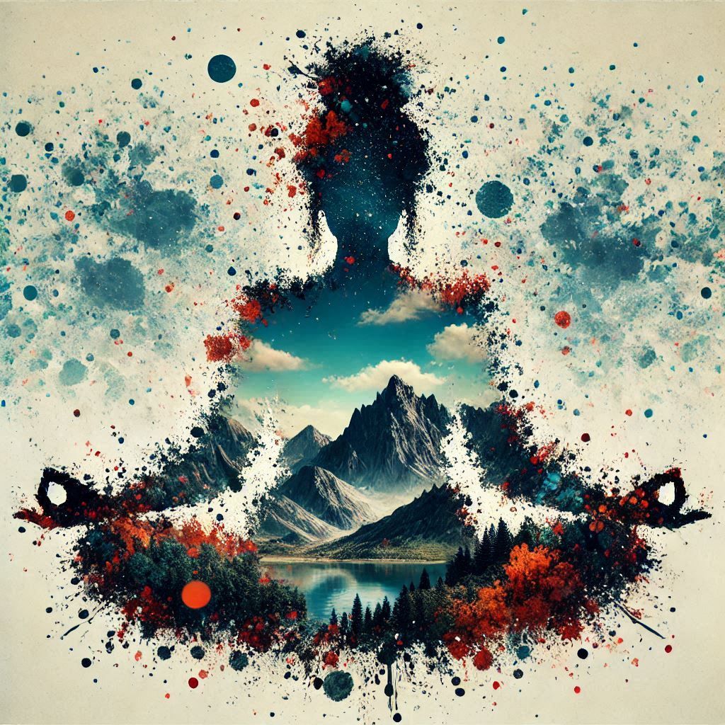 double exposure beautiful fantasy portrait landscape..