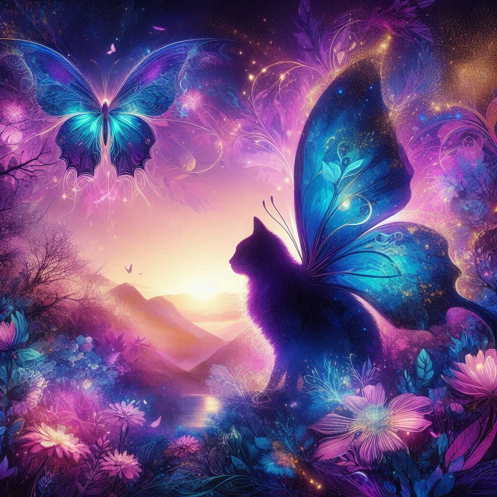 Butterfly and cat