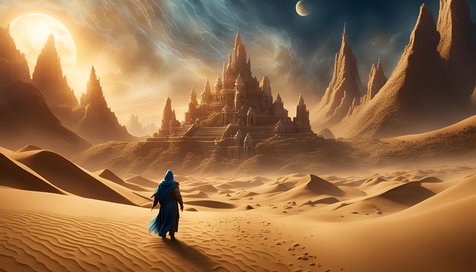 The Sands of Change: A powerful sorcerer, their hands filled...