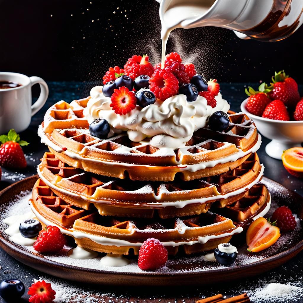 🧇Belgian Waffles Berries & Cream 🍓🫐  by @Chelle