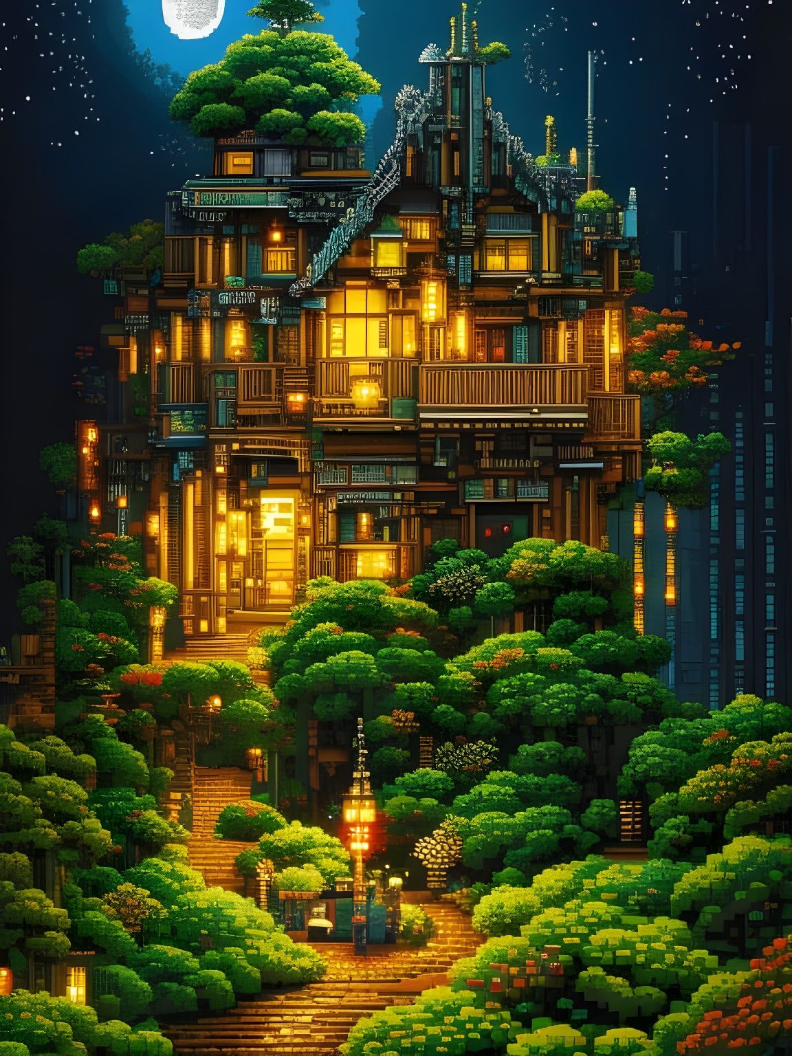 Pixel Art Treehouse  by @Nobody-Important